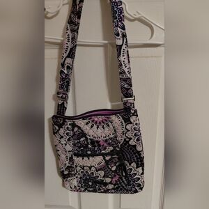 Vera Bradley Quilted Crossbody in Purple, Black, White